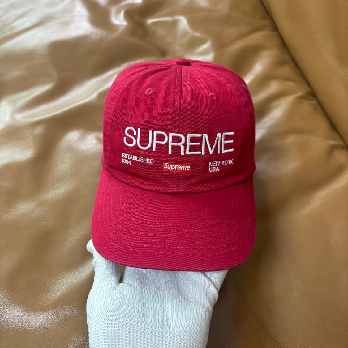 슈프림 6패널 볼캡 모자 Est1994 레드 상품이미지2