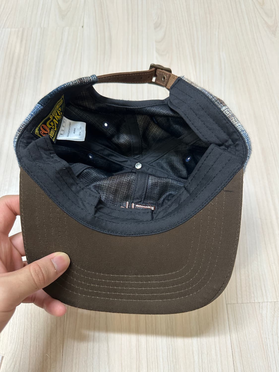 오가프 코스모 체커 플란넬 캡 모자 브라운 상품이미지3