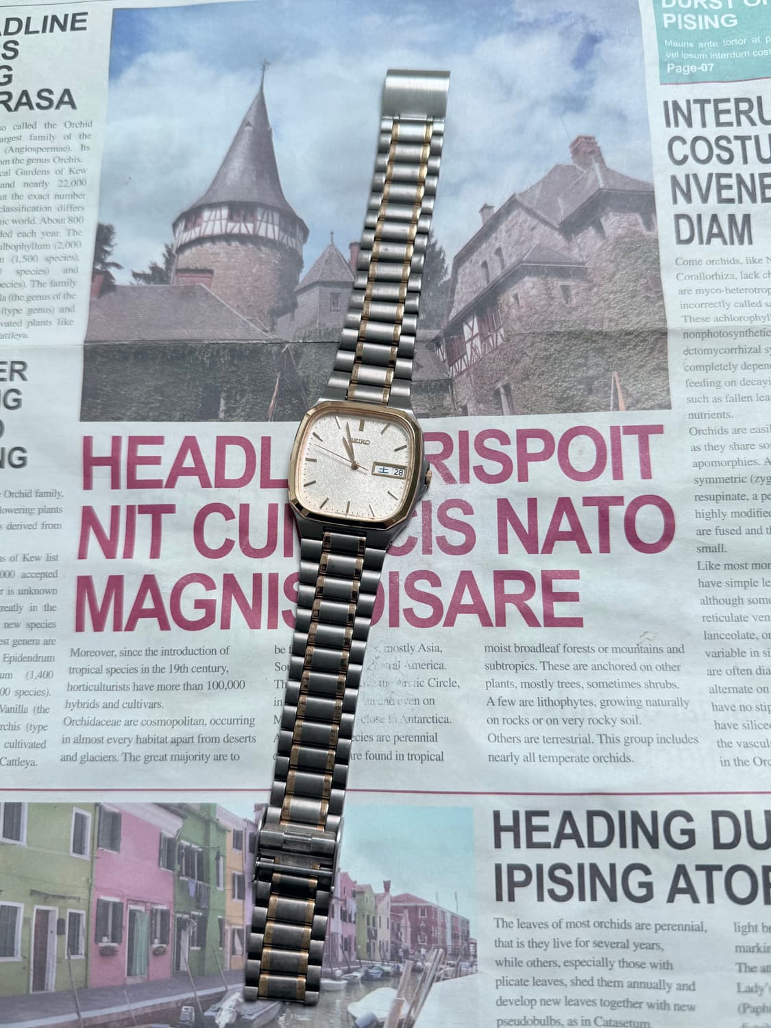 세이코 Seiko 투톤 콤비 스퀘어 데이데이트 상품이미지2