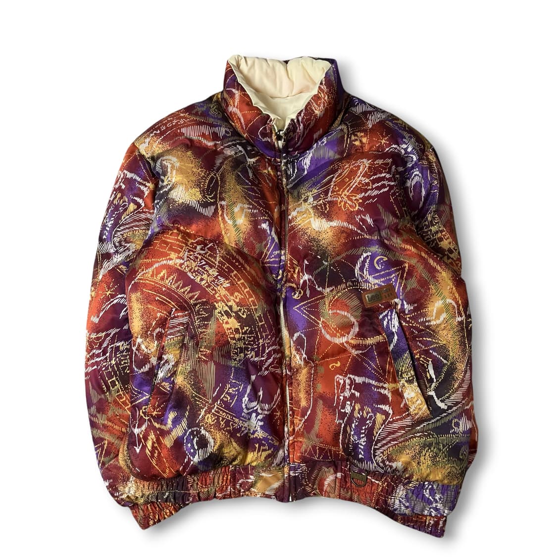 Lee 리 빈티지 오렌지 퍼플 패턴 리버시블 패딩 상품이미지1