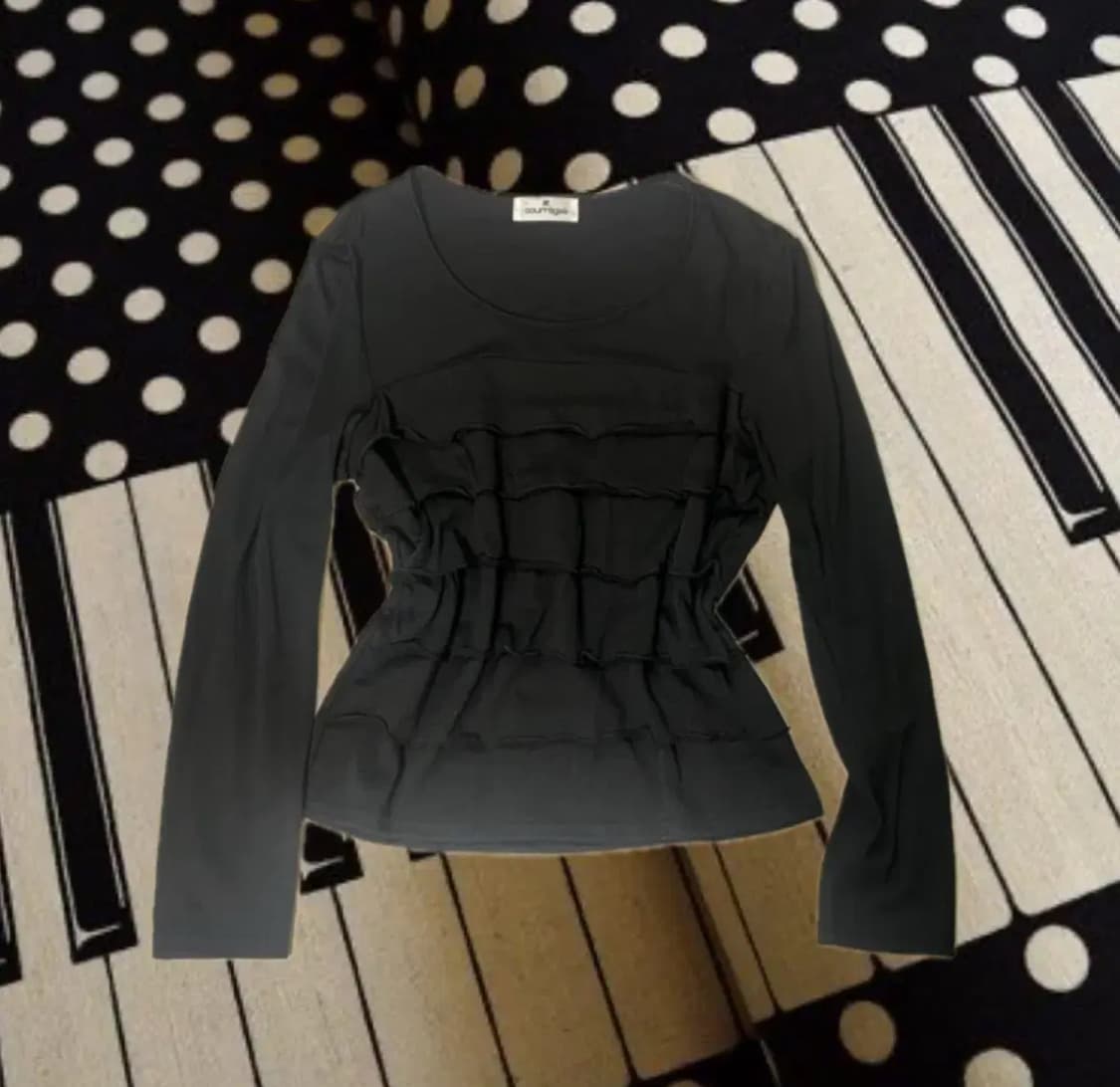 빈티지 Courreges 꾸레쥬 블랙 긴팔 티셔츠 상품이미지1