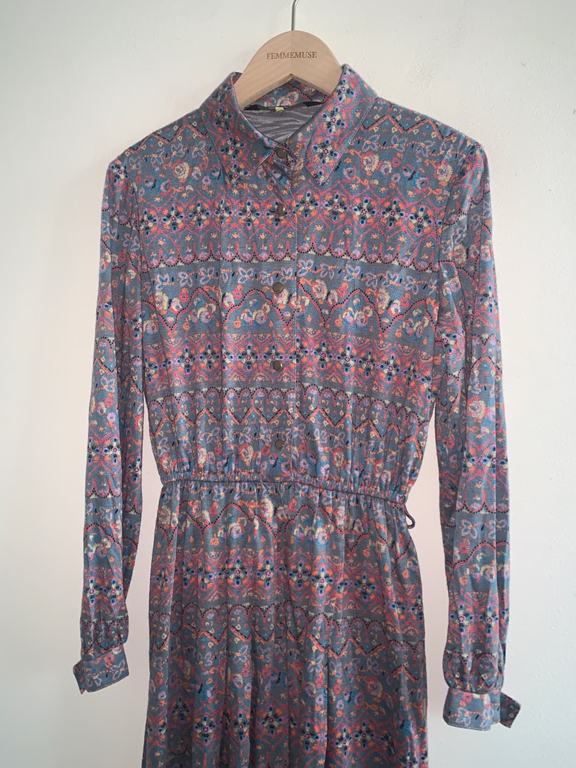 Vintage gold button shirts dress 상품이미지2