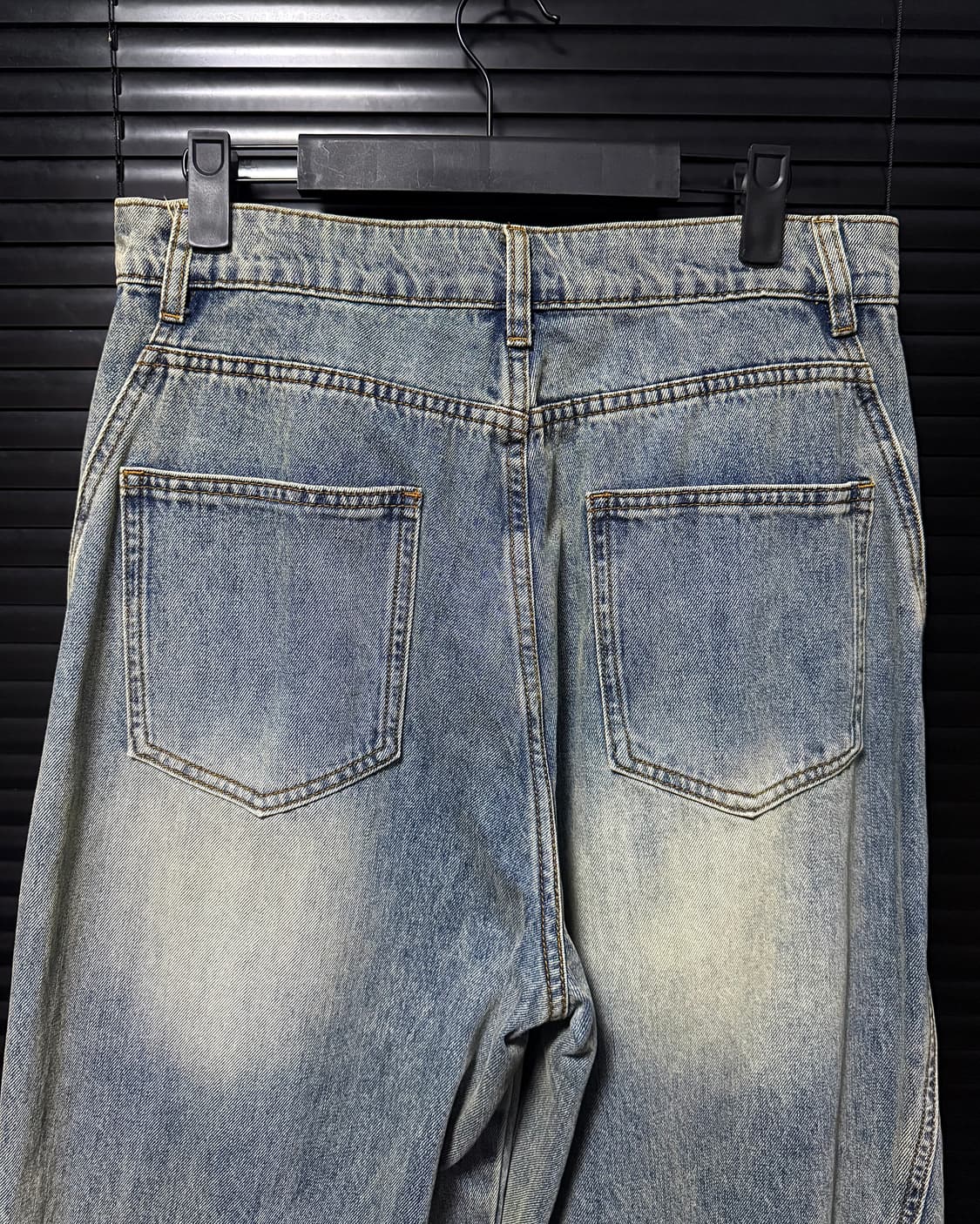 인템포무드 트리플컷 데님 샌드 워싱 워크 팬츠 30 31 커브드 와이드 상품이미지4