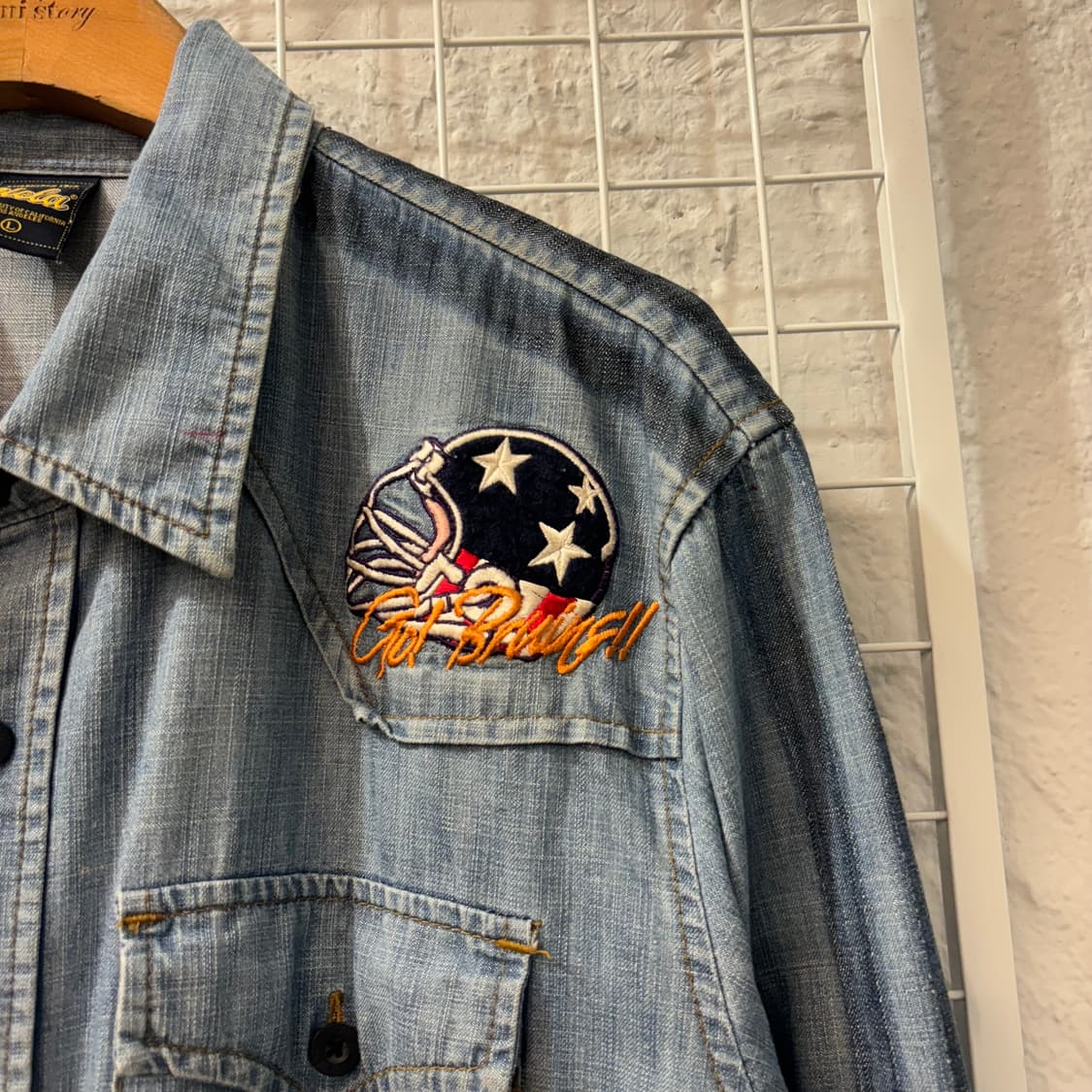 VTG UCLA 패치 로고 데님 셔츠 L 상품이미지5
