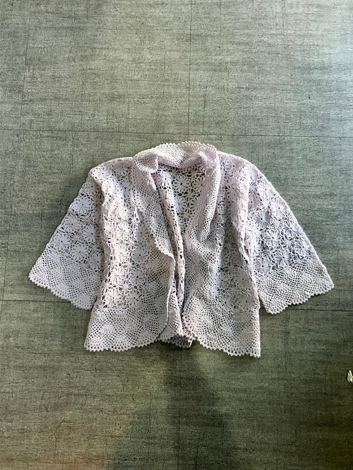 일본빈티지 하구미모리걸 할메카지 바선생 크로쉐니트볼레로 퍼플 상품이미지1