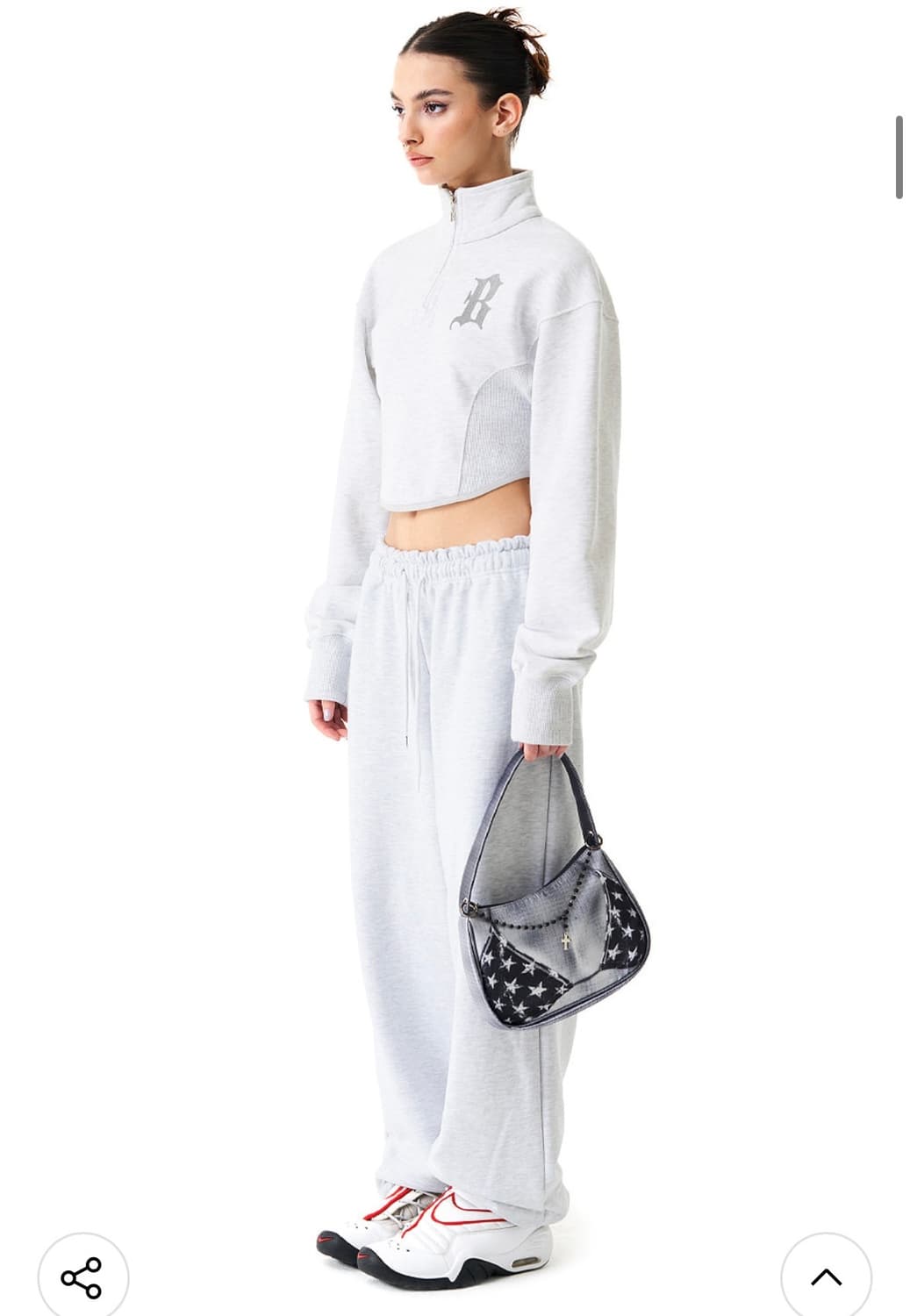 배디 크롭 반집업 맨투맨/그레이/m 상품이미지3