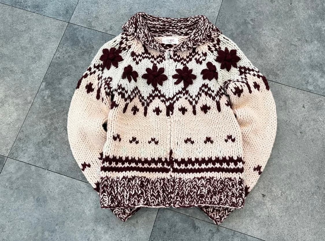 니트집업, 퍼베스트, 데님스커트, 크로쉐가디건 상품이미지7