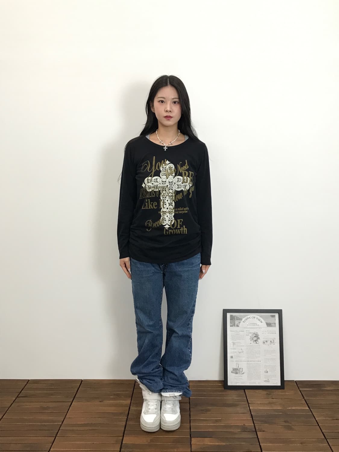 Jpn Rock Chic Gold Lettering Long Sleeve 상품이미지1