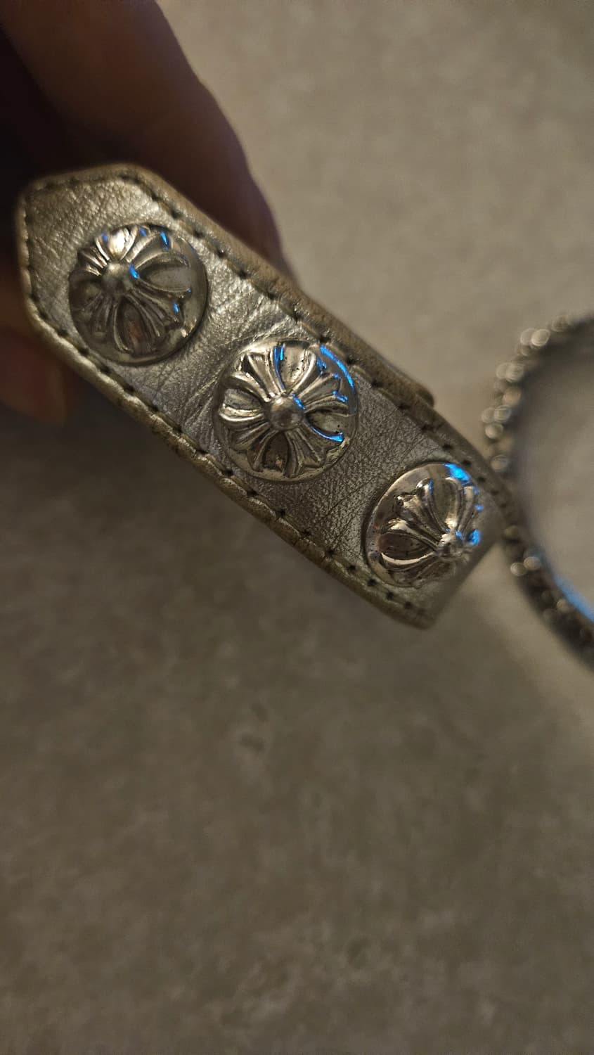 크롬하츠 3볼 로듐가죽팔찌 상품이미지1