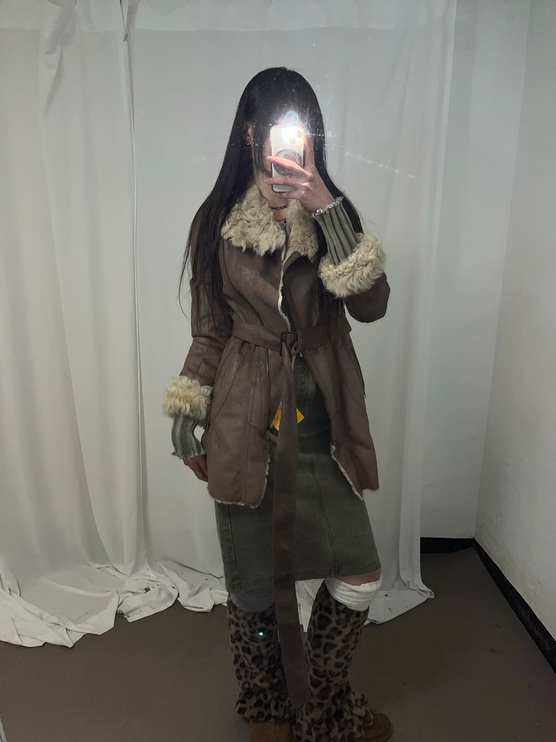 베이지 브라운 리얼 램 퍼 무스탕 코트  상품이미지2