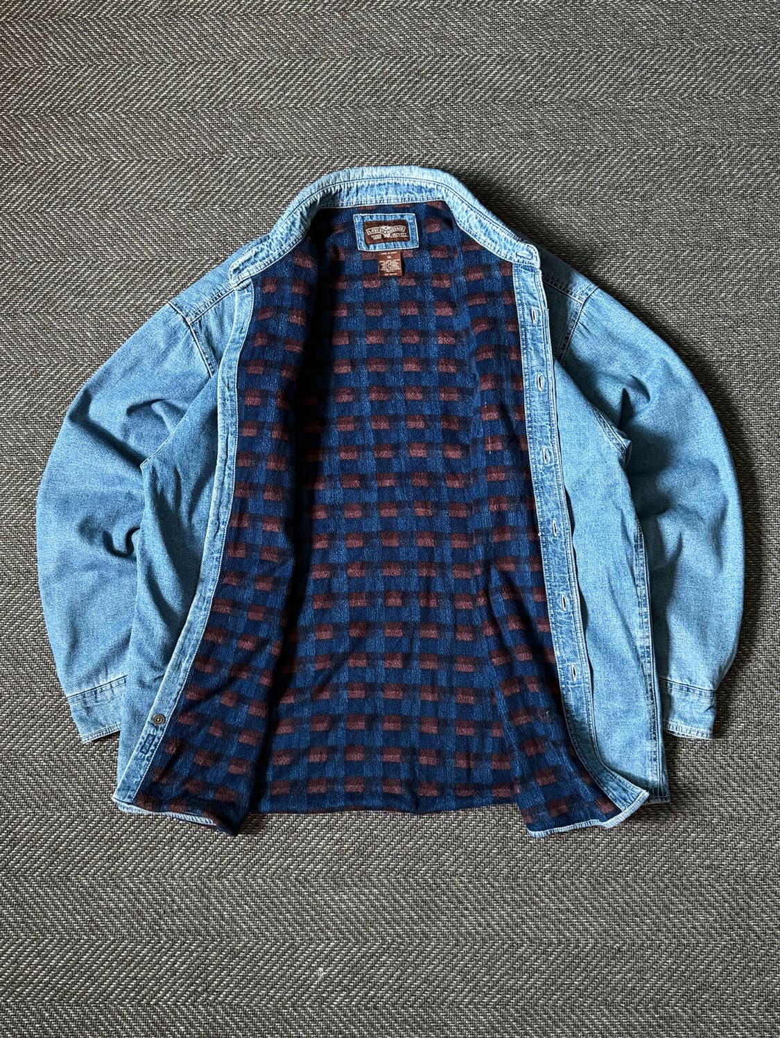 90s 리바이스 체크 플리스 라인 중청 데님셔츠 (110) 상품이미지4