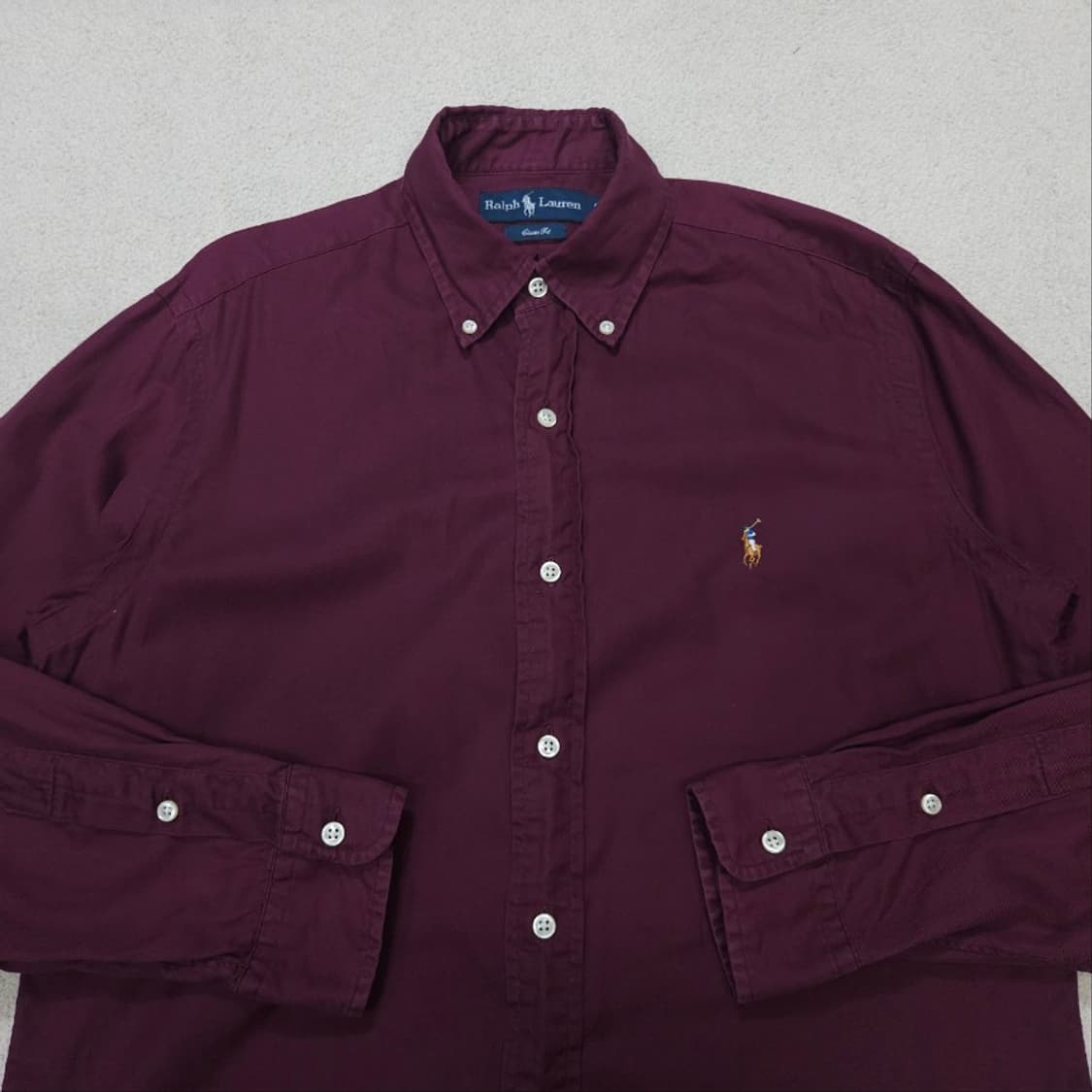 폴로 랄프 로렌 솔리드 셔츠 S 버건디 상품이미지2