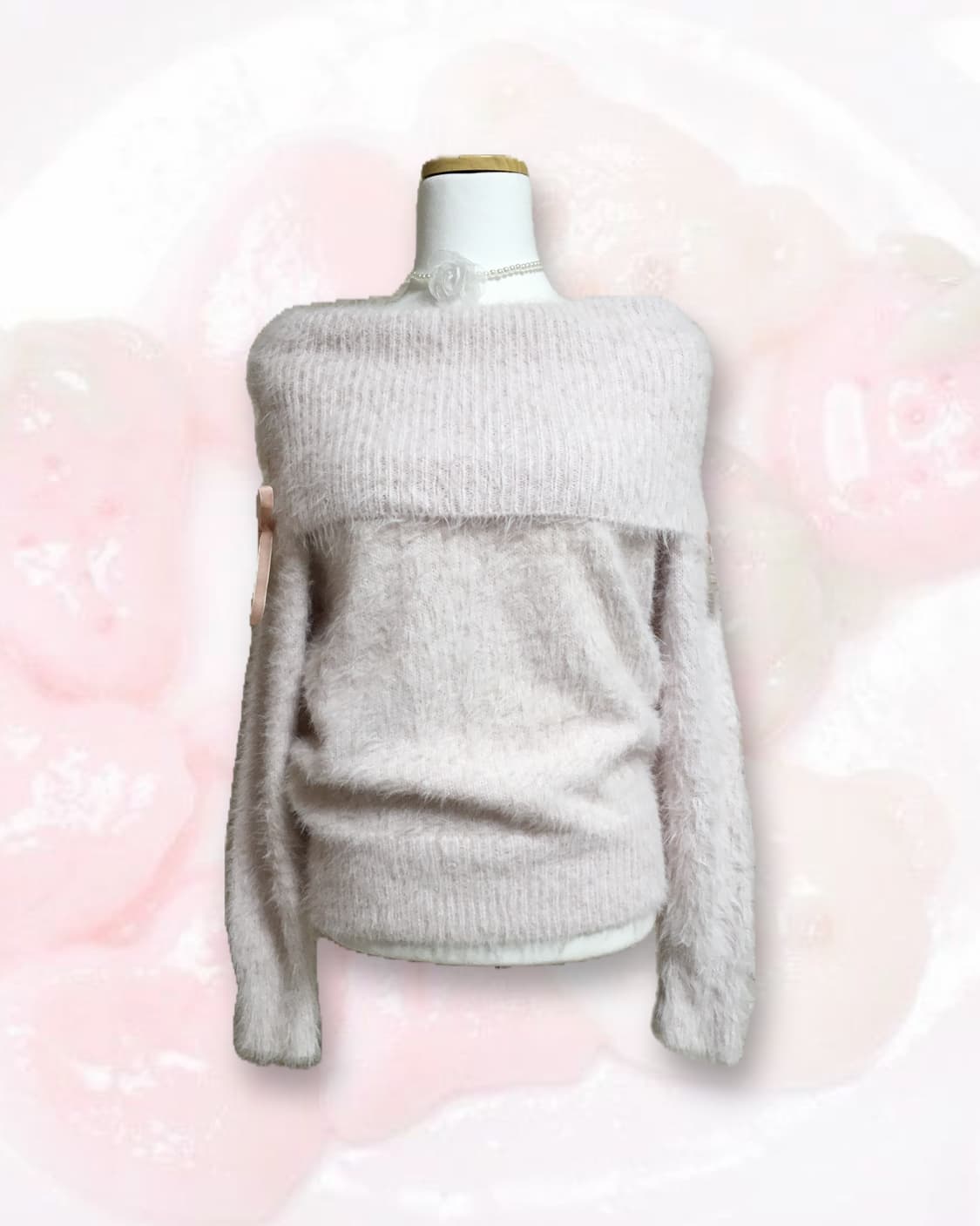 빈티지 히메갸루 연보라 리본 오프숄더 상품이미지1