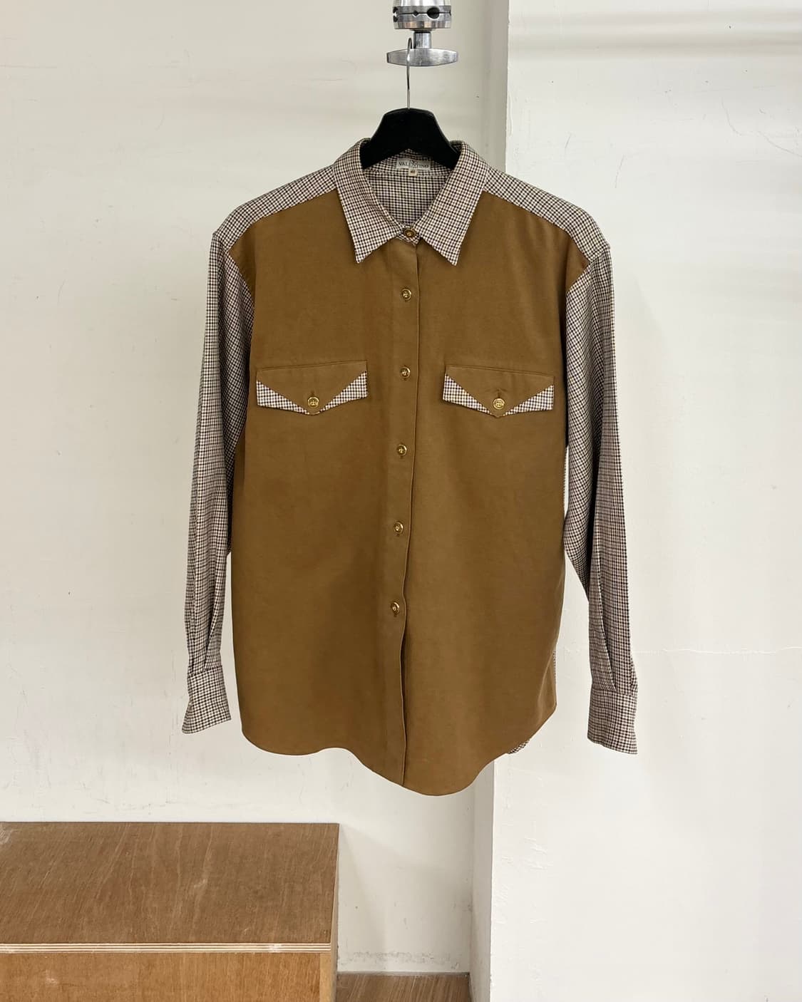 발렌티노 브라운 웨스턴 체크 셔츠 상품이미지1