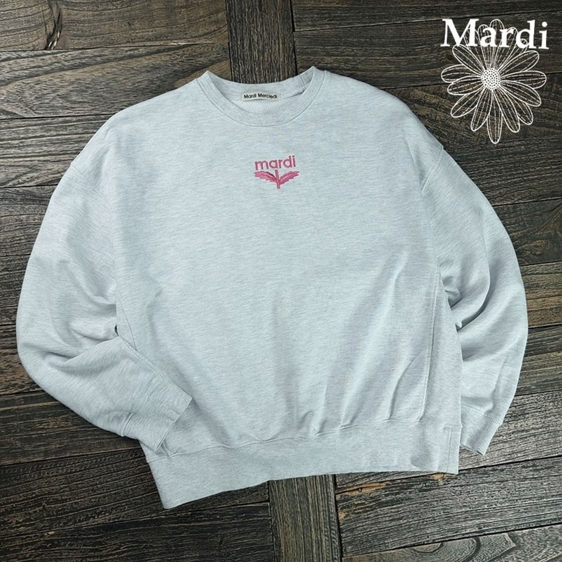 [마르디메크르디] 로고 자수 오버핏 맨투맨 그레이 M19208 상품이미지1