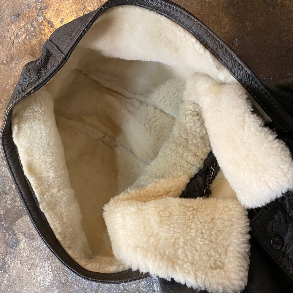 (L) 일본 가죽 무스탕 후드 코트 브라운 상품이미지3