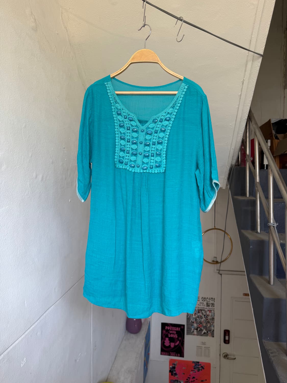 민트 에스닉 롱 거즈 슬리브 상품이미지1