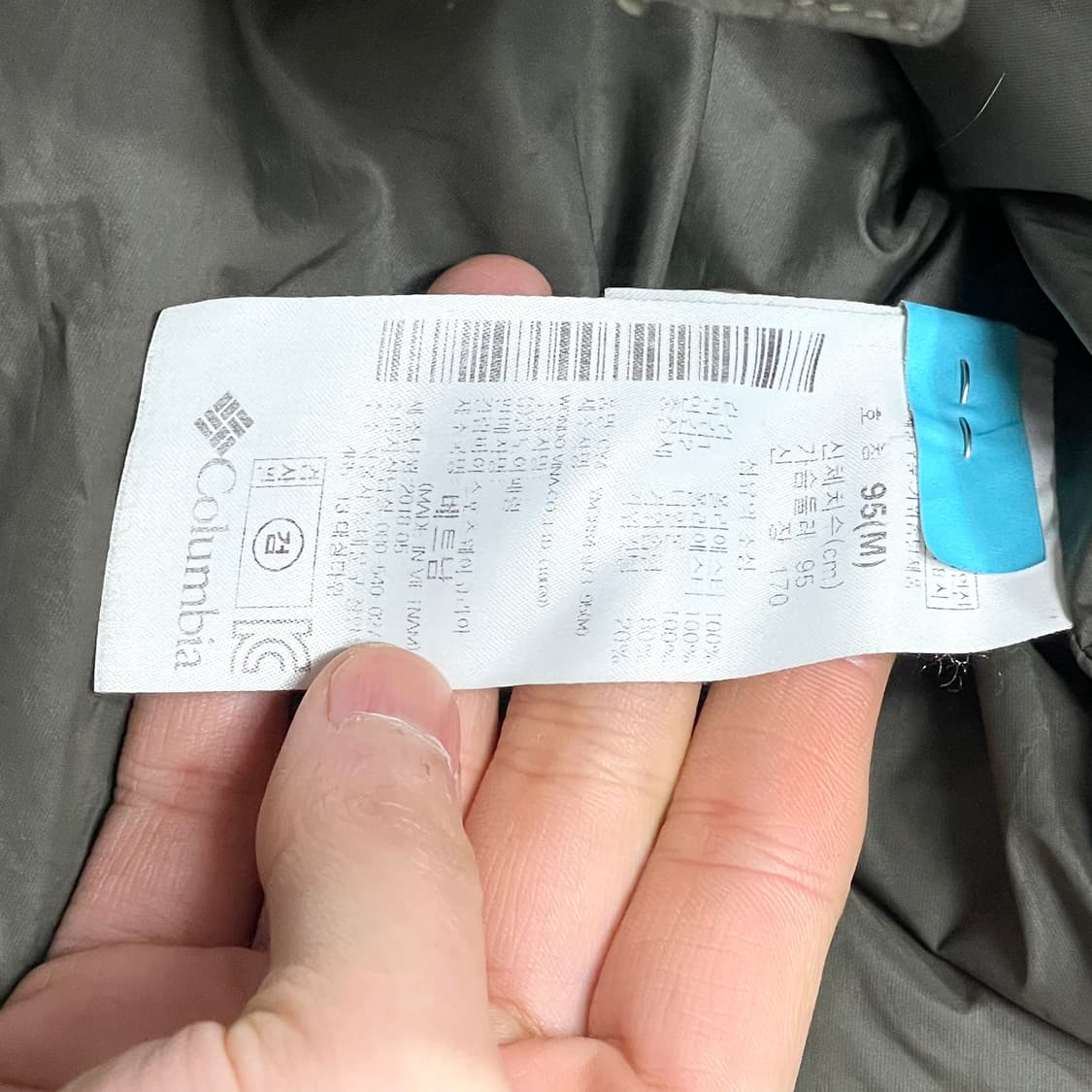 컬럼비아 카키 구스다운 포켓 패딩점퍼 남성M  상품이미지4