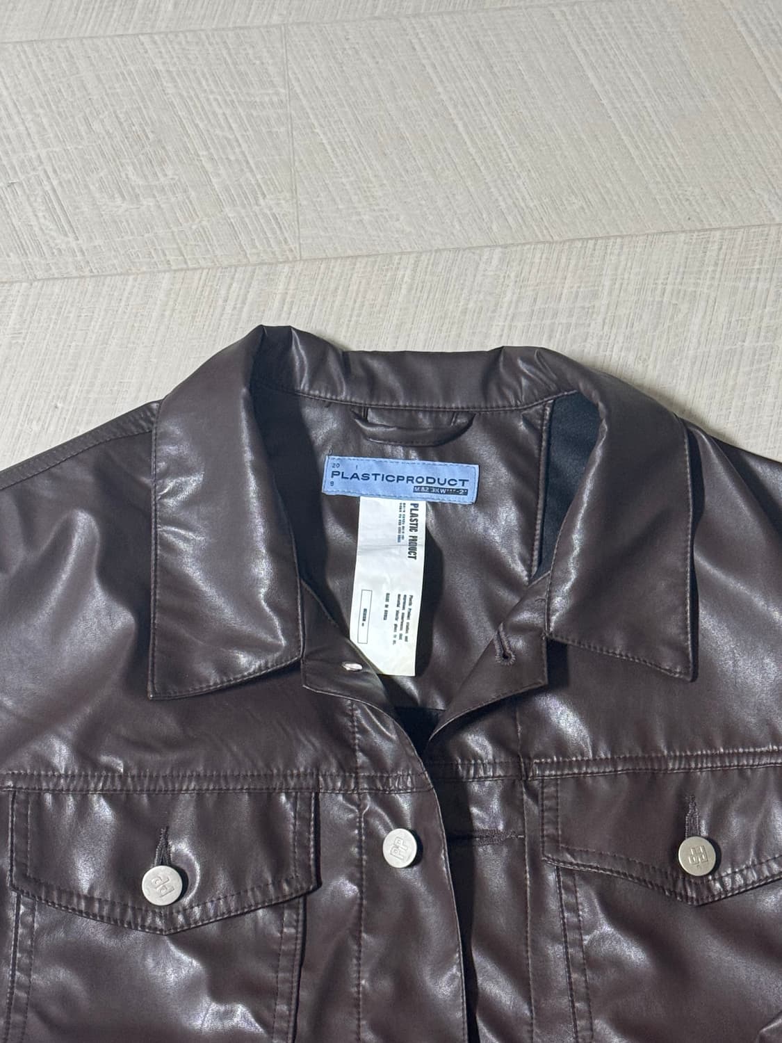 플라스틱프로덕트 레더 트러커 자켓 브라운 M 상품이미지3