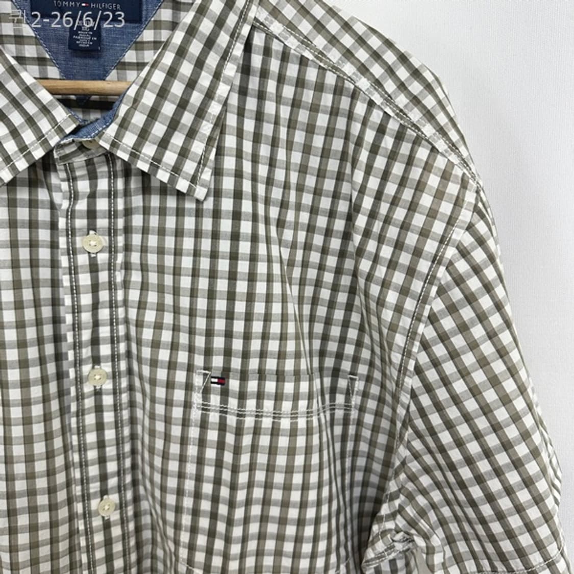 타미힐피거 남자 면100% 반팔 셔츠 남방 빅사이즈 XXL 상품이미지3