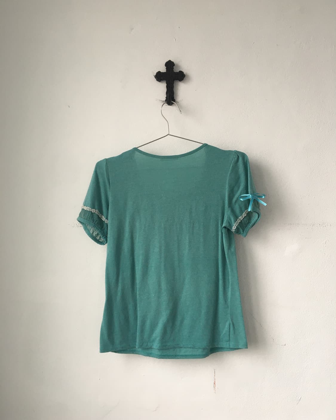 axes femme Ribbon lace point t shirt 상품이미지3