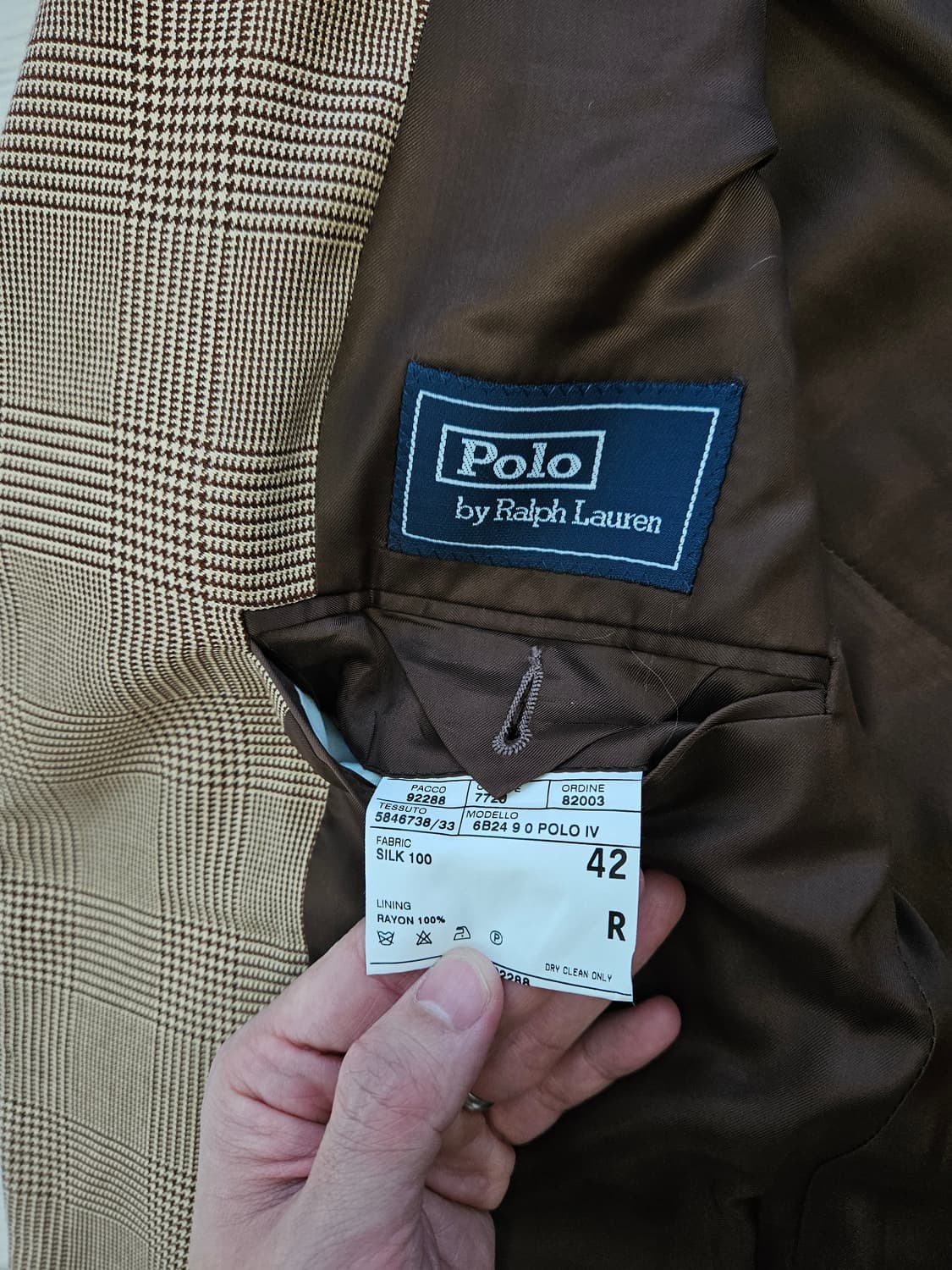 폴로 글렌체크 3버튼 블레이져 42R (103~105) 상품이미지4