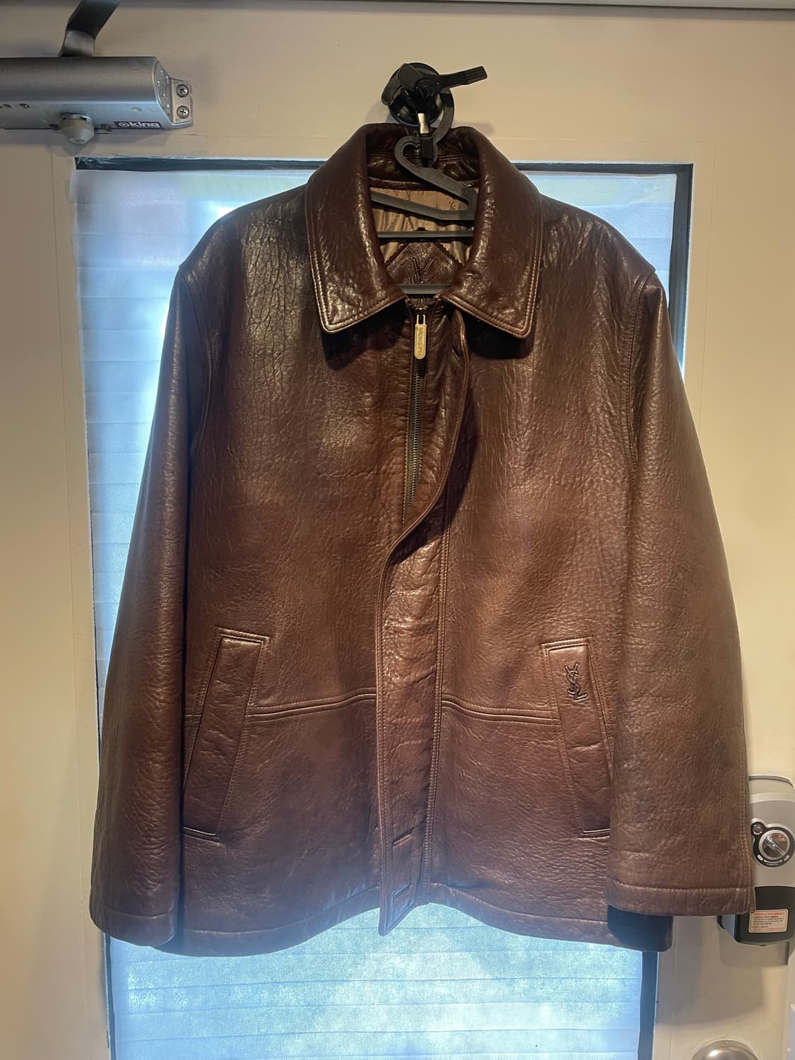 생로랑 브라운 레더 자켓100사이즈 상품이미지1