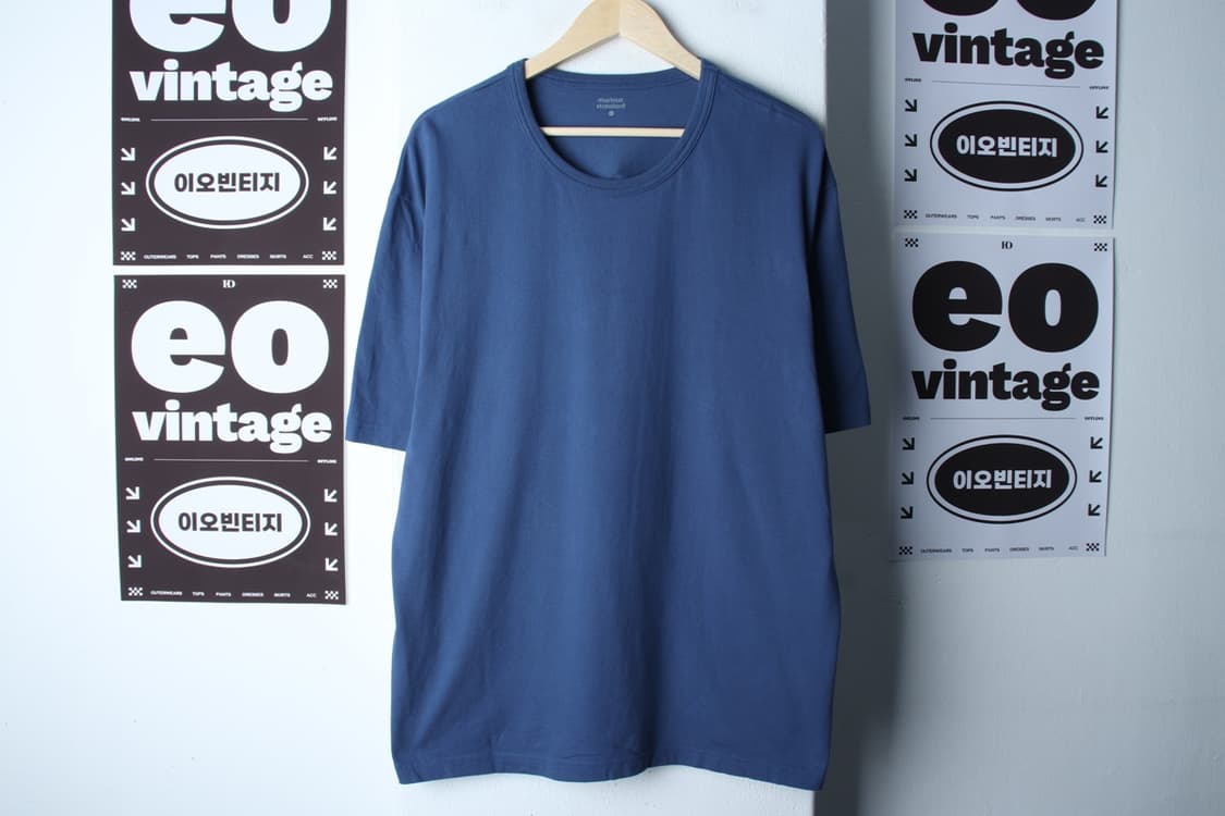 (2XL) 무신사 스탠다드 반팔 티셔츠 빅사이즈 무지 블루-H32931 상품이미지2
