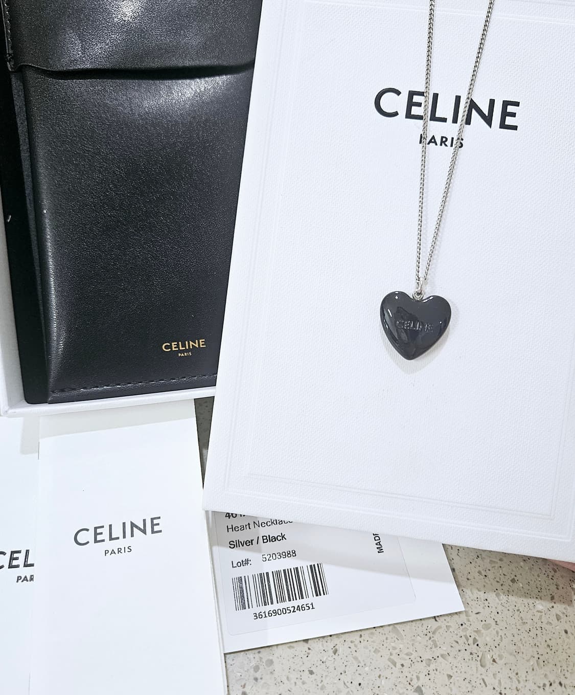 [24SS시즌단종] 셀린느 블랙 하트 실버 목걸이 (정품/풀셋) 상품이미지3