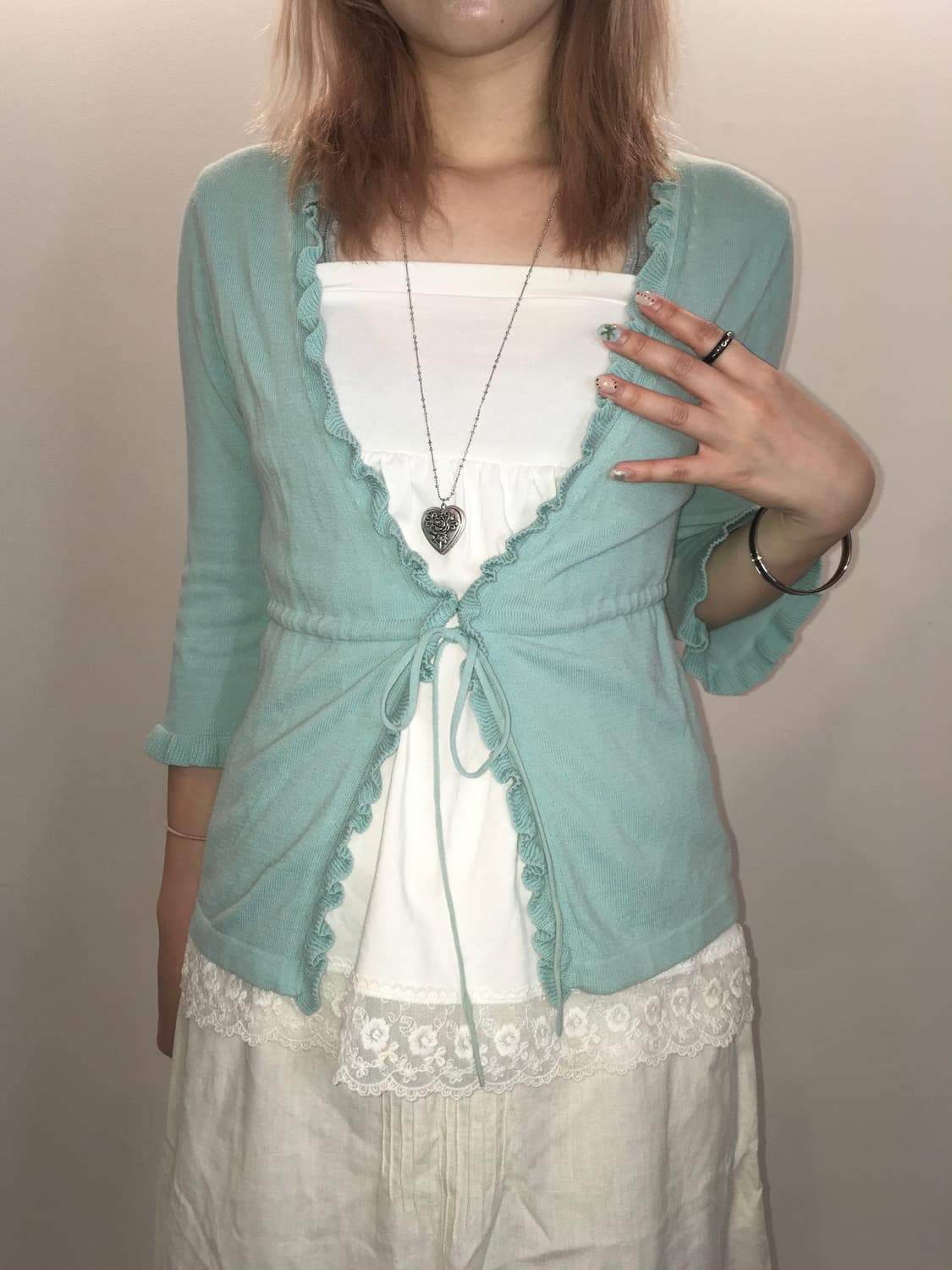 Set)mint frill cd + ivory lace sleeveles 상품이미지3