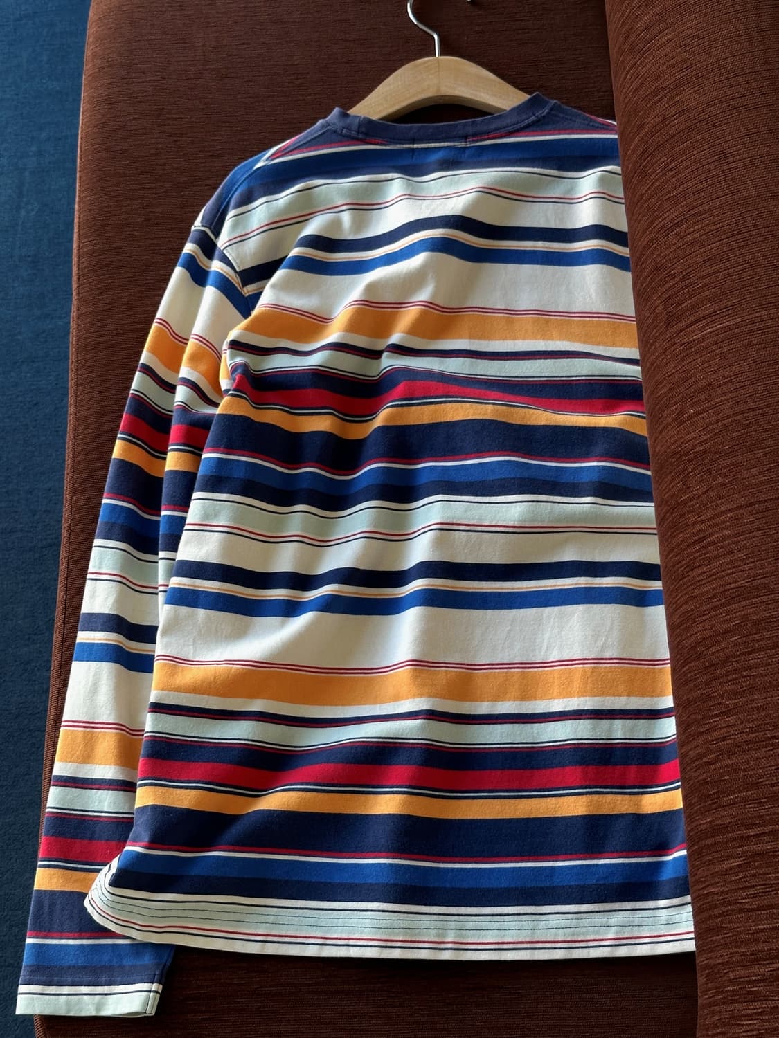 Stretched fabric multi stripe L/S top 상품이미지4