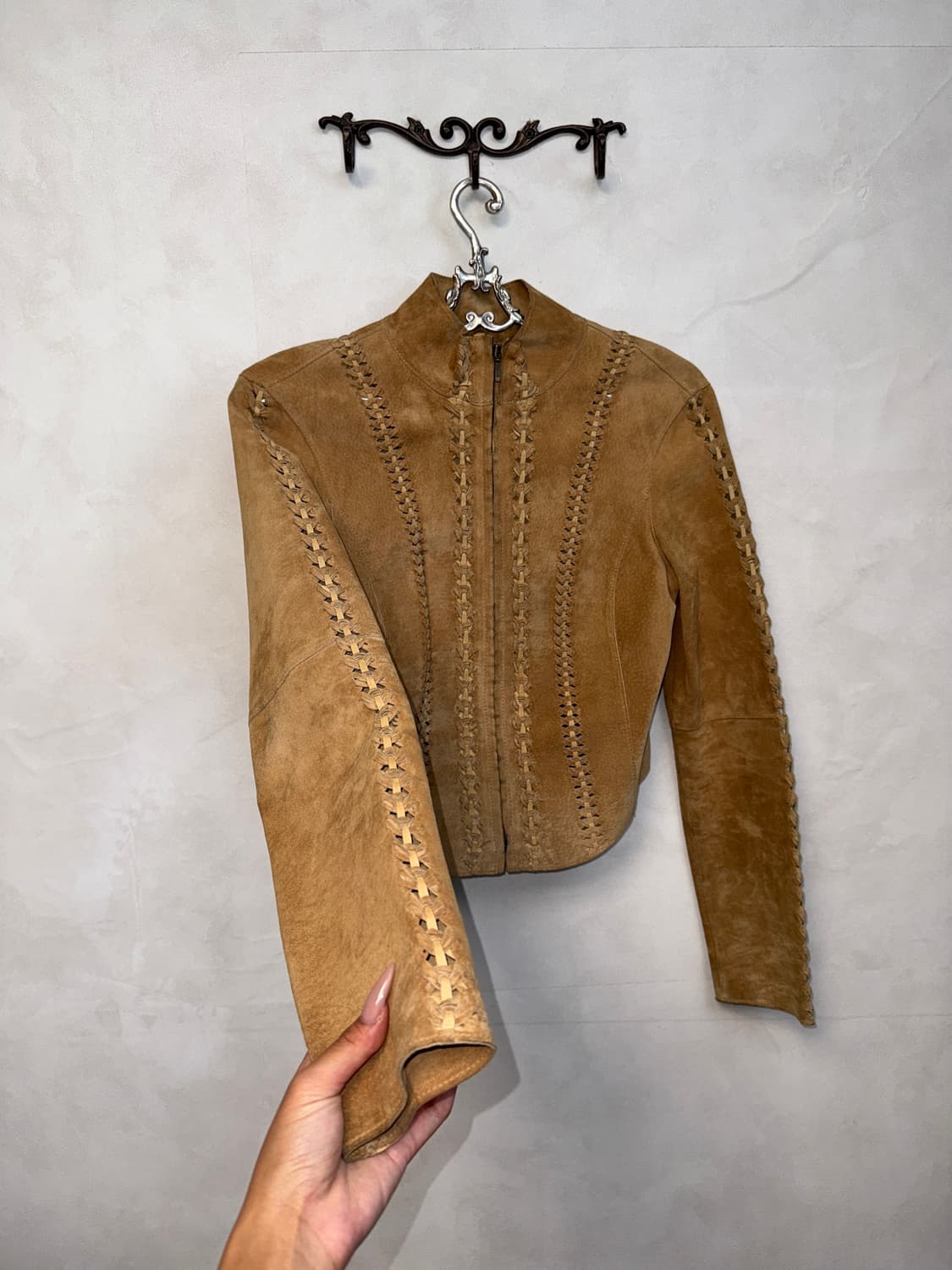 Camel real suede western stitched jk 상품이미지5