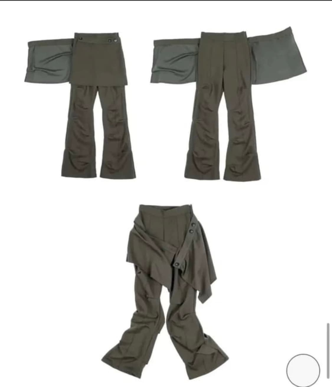 오호스 ojos 핀턱 랩스커트팬츠 카키 상품이미지1