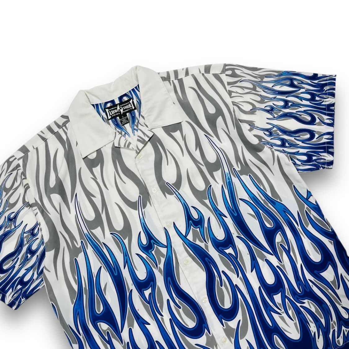 Steve Barry’s 00s 아쿠아 블루 플레임 반팔 셔츠 상품이미지2