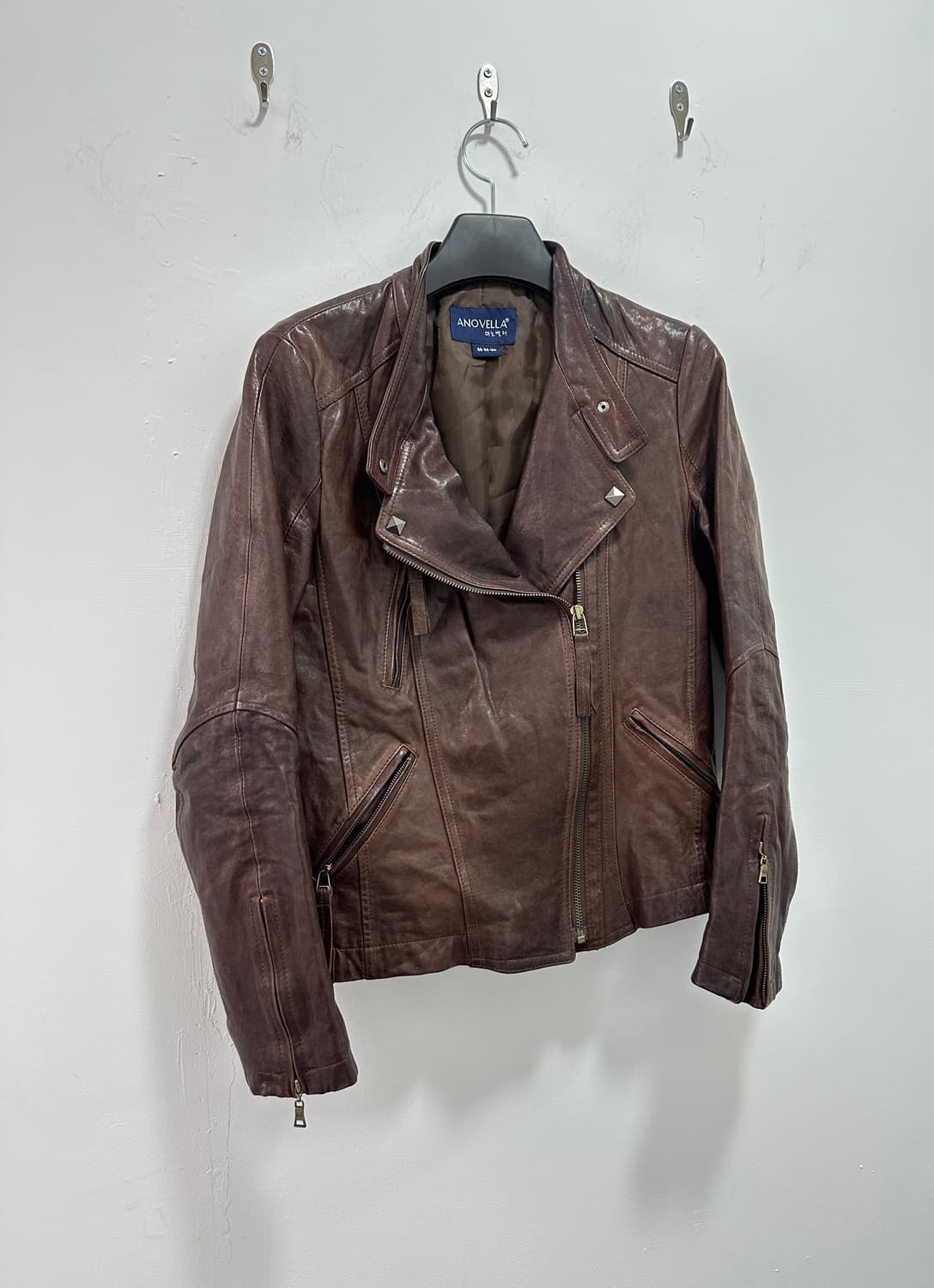 Lambs leather silver stud button jacket 상품이미지3