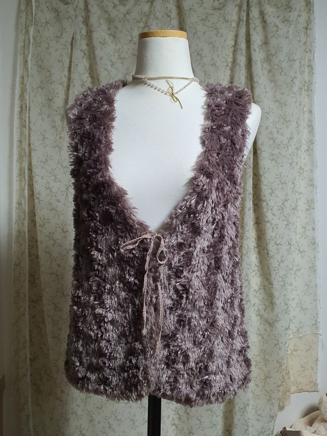 [모리걸] 퍼 털 베스트 조끼 브라운 일본빈티지 상품이미지1