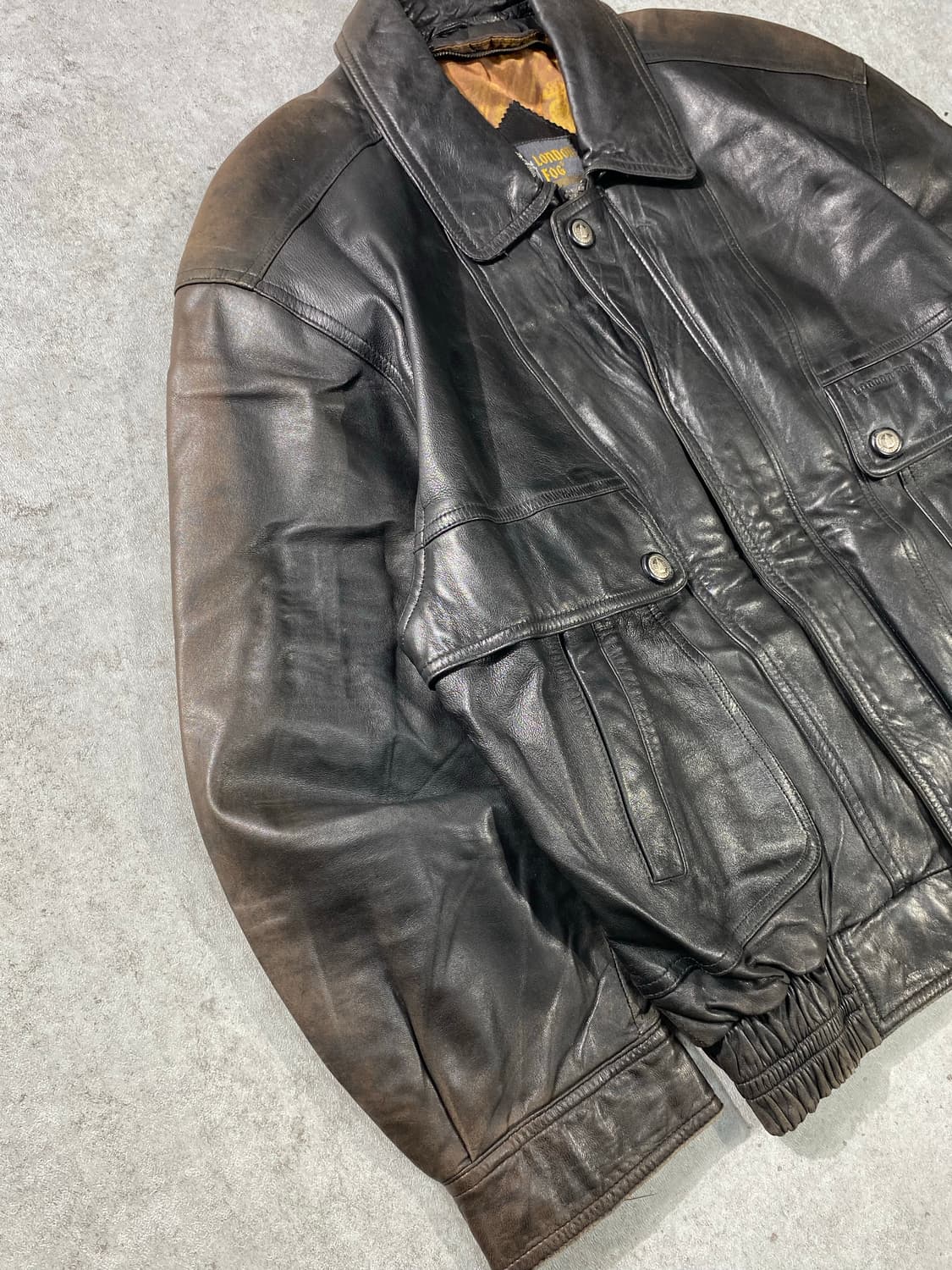 [95] 90s London Fog 런던포그 빈티지 페이딩 레더 자켓 상품이미지4