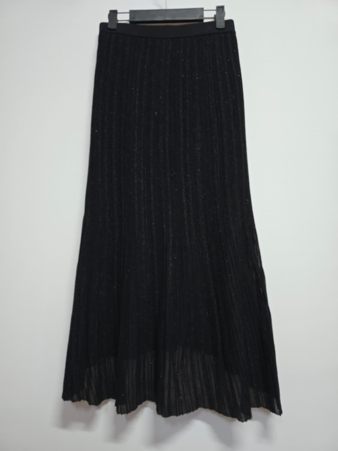 타임 블랙 플리츠 롱 스커트 언발란스 상품이미지4
