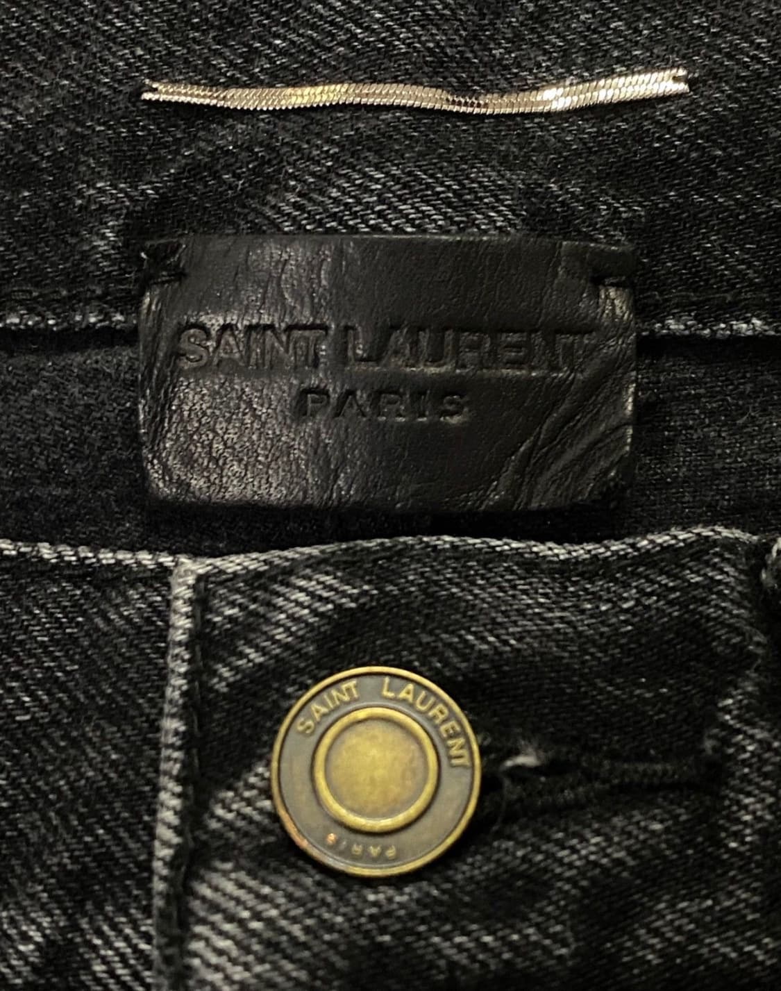 생로랑 디스트로이드 슬림핏 데님 블랙진 상품이미지4