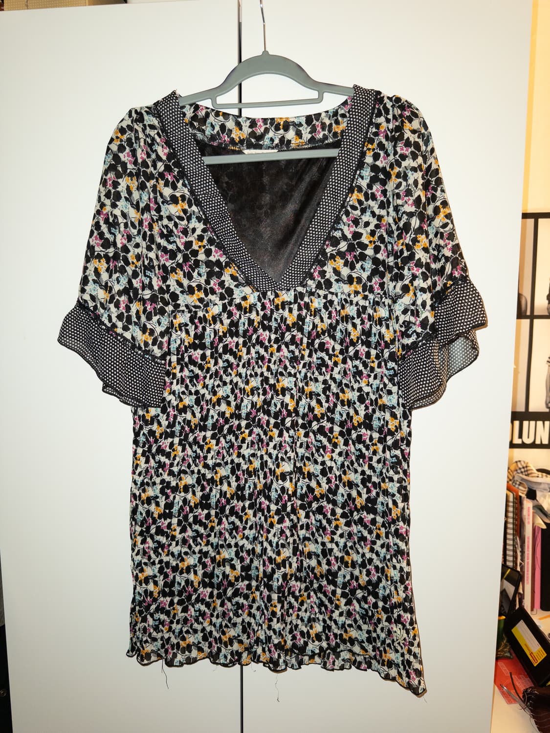 빈티지 플라워패턴 브이넥 프릴 여름 원피스 상품이미지1