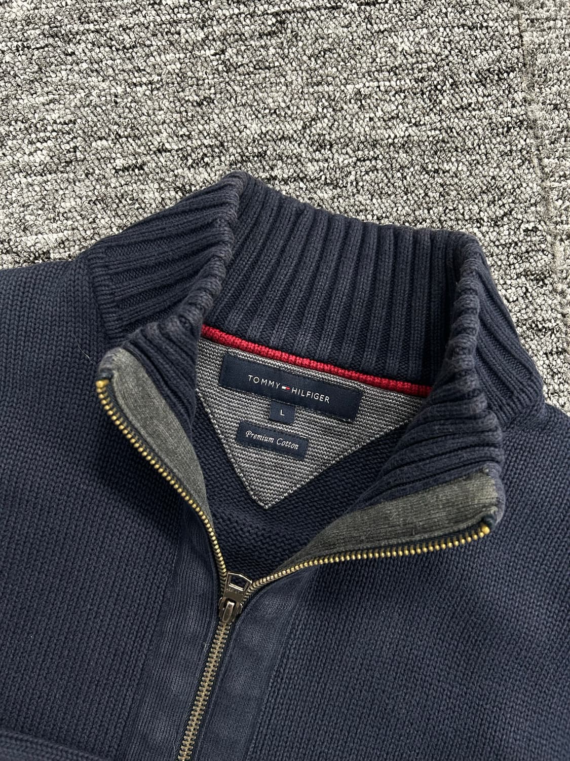 타미 힐피거 네이비 스몰로고 니트 집업 L 상품이미지5
