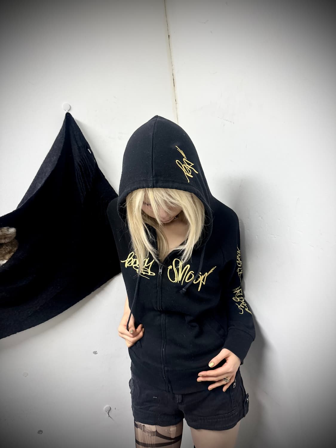 “Vintage” Y2K Print Black Hoodie Zip Up 상품이미지6