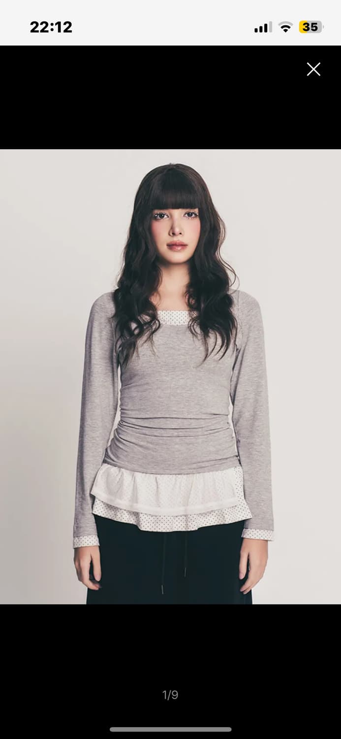 페이즈드 도트 프릴 레이어디드탑_그레이 상품이미지1