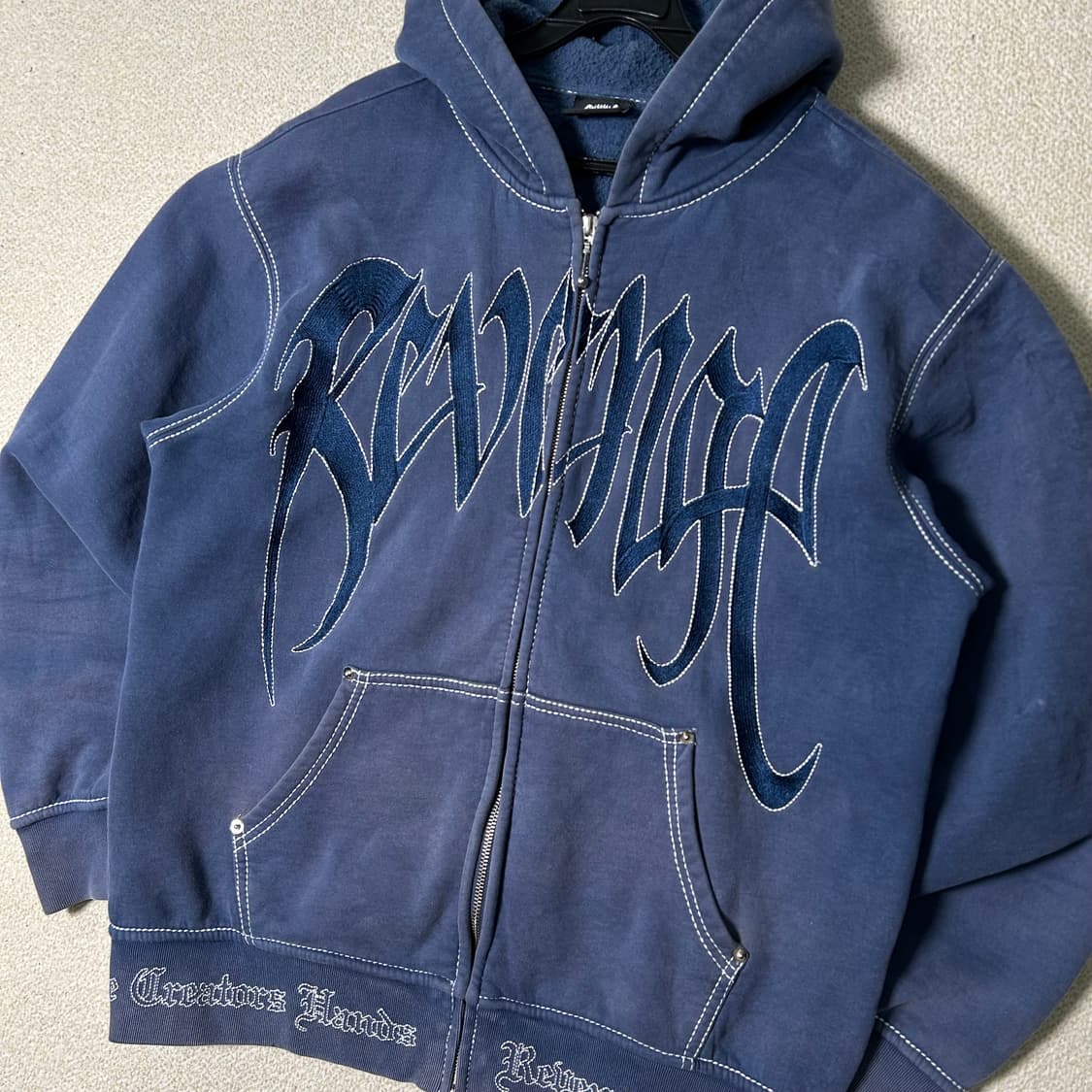 (M) Revenge 리벤지 스티치 블루 후드집업 상품이미지2