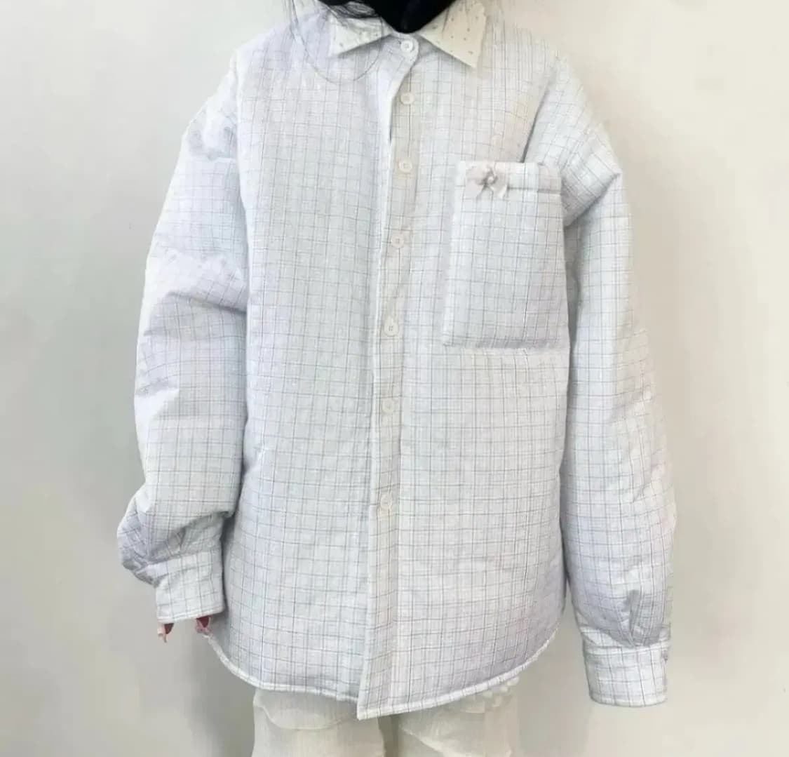 Padded cozy pattern shirt (cream) 상품이미지1