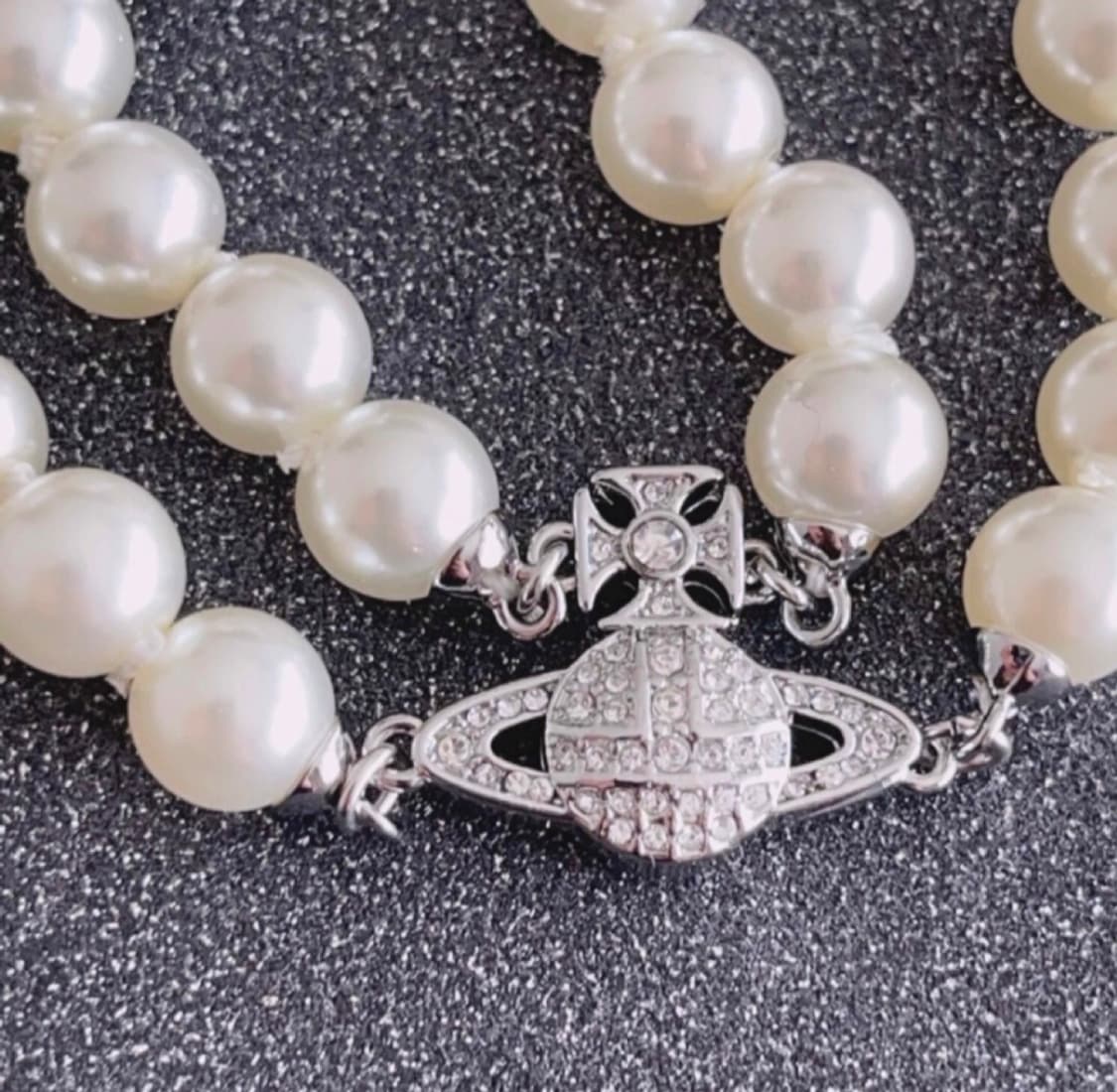 비비안웨스트우드 아카이브 진주펄 크리스탈 orb 2단 레이어 팔찌 상품이미지2