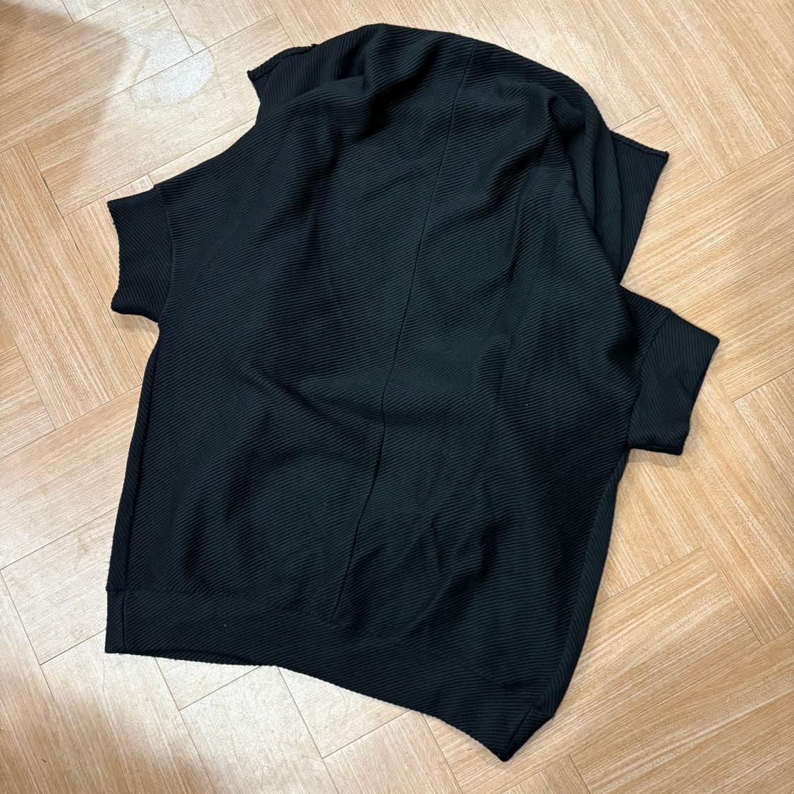 LIMI feu 오버사이즈 블랙 울 숏 슬리브 코트 상품이미지6