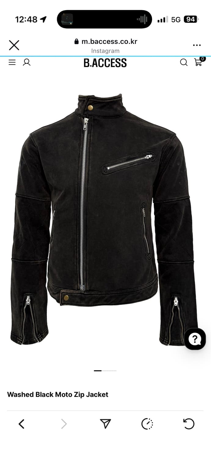 비엑세스 Washed Black Moto Zip Jacket  상품이미지1