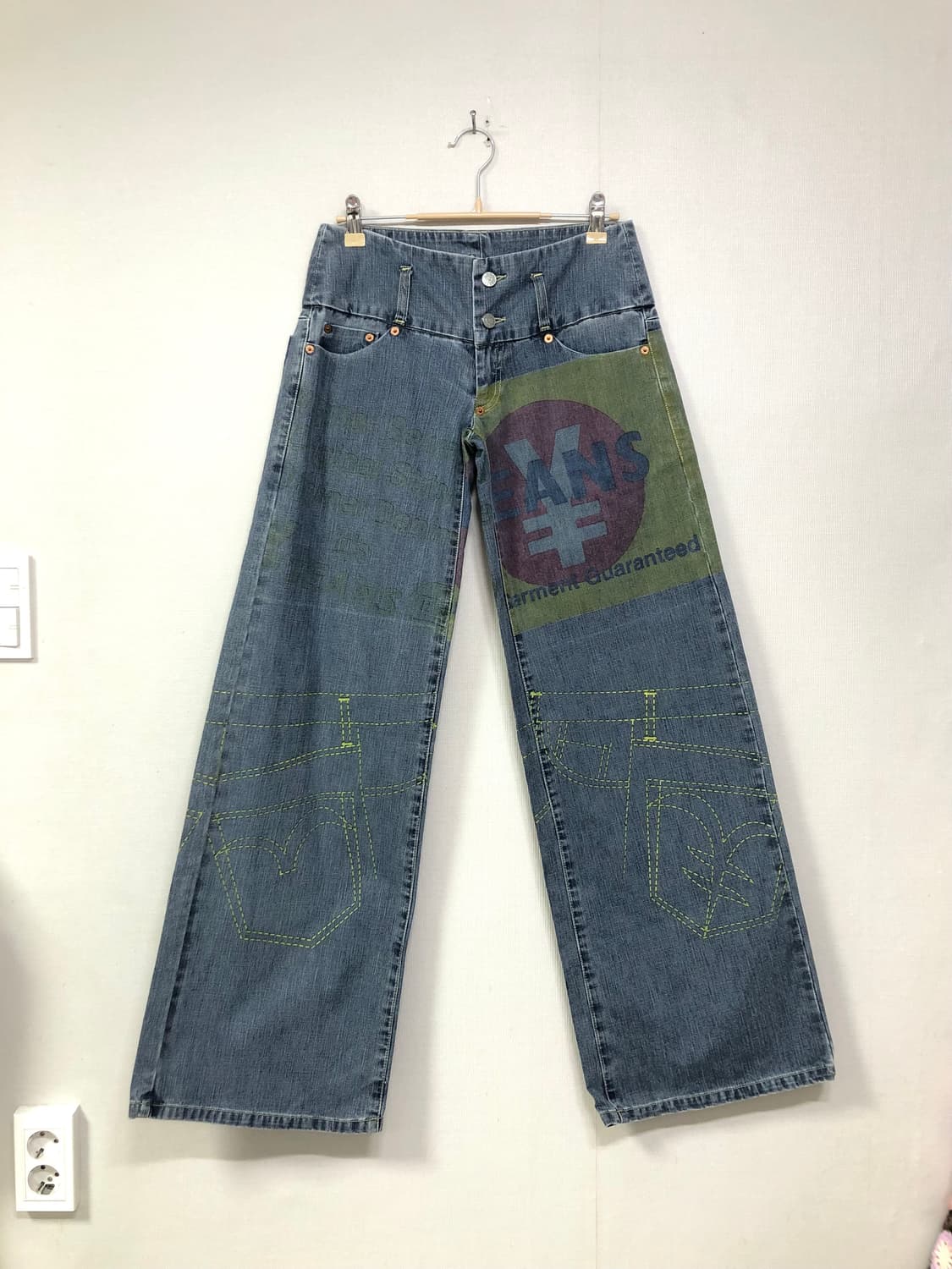 (일본) 엔진즈 미치코코시노 여성 로우라이즈 와이드레그 프린팅 데님팬츠  상품이미지1