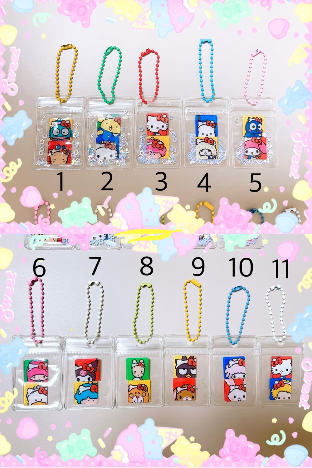 (2개세트)산리오 샤카샤카 핸드메이드 키링 상품이미지1